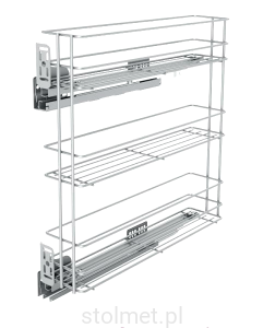 Kosz Cargo boczny prawy, regulacja 3D, 200 mm, 3 półki, Cichy domyk, Chrom