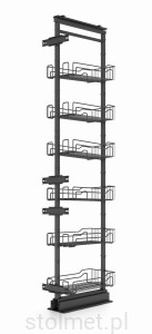 Kosz Cargo Maxi, 400 mm, 6 półek, pełny wysuw, cichy domyk, antracyt