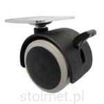 Kółko meblowe obrotowe fi 40 podgumowane z blachą mocującą i hamulcem